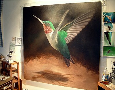 Project InSECT LLC: Progress of the hummingbird painting